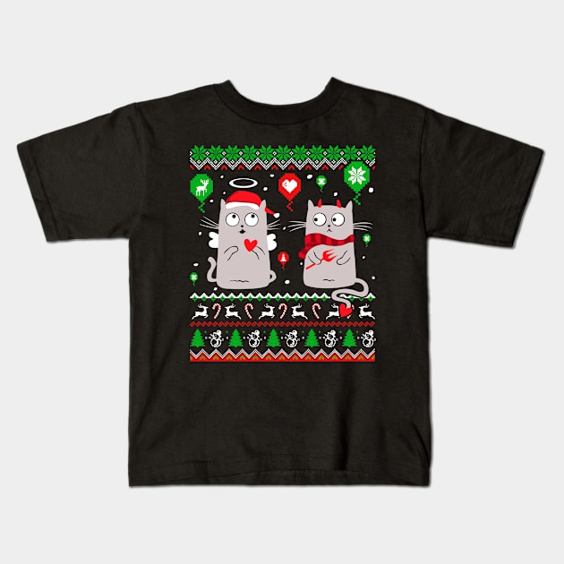 Halo Halo Christmas Cat Lover T Shirt Kids T-Shirt by tshirttrending